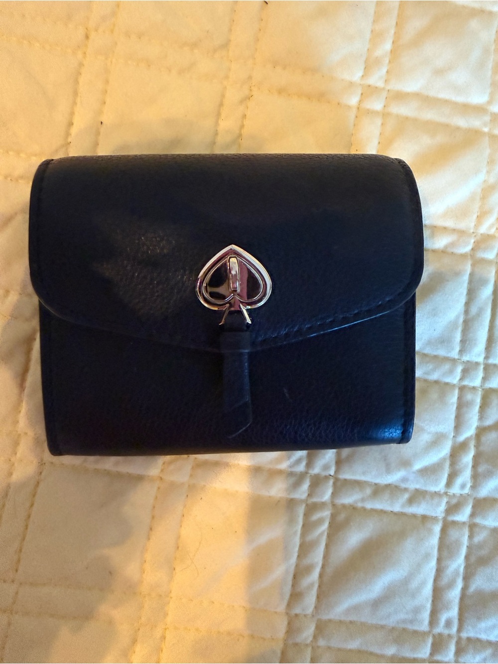 Kate Spade Marti small flap wallet in black pebble leather